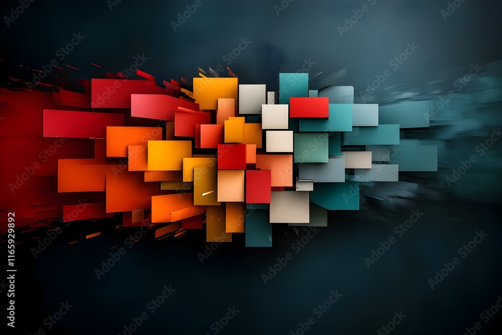 Poster captivating digital canvas showcasing an immersive landscape of cascading data matrices holographic 