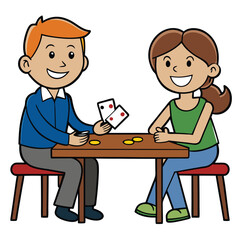 Two People Playing Cards at Table