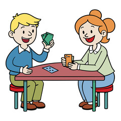 Two People Enjoying Card Game