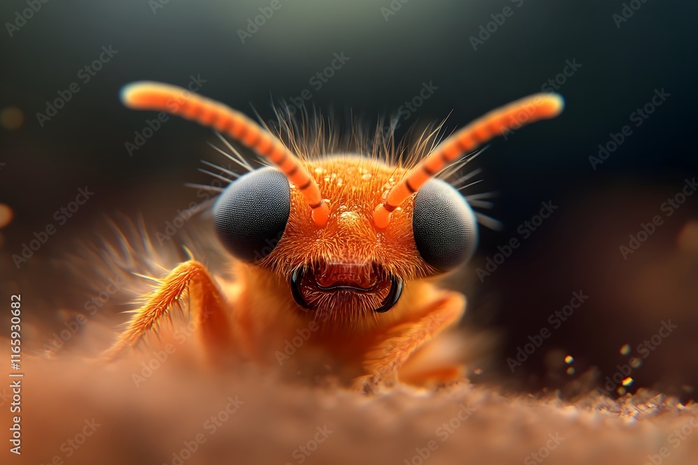 Poster intense macro level depiction of a distressed insect s antennae bristling with tension as it emits d