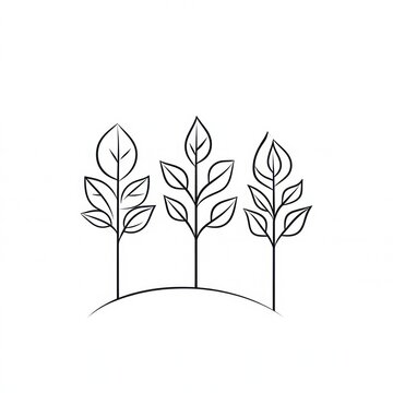 minimalist line art three plants clip art preview