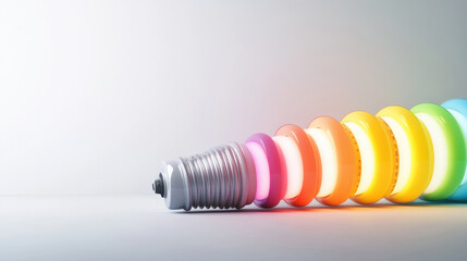 multi gradient color light bulb glowing representing energy and creativity