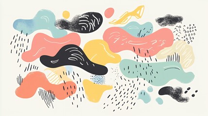 Naklejka premium Abstract Pastel Shapes Artistic Design Composition