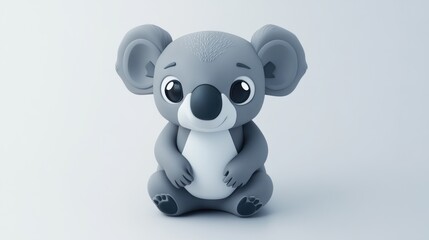 Naklejka premium Cute cartoon koala sitting, 3D render.