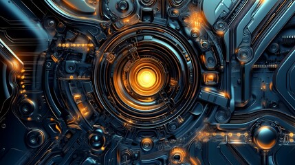 Abstract Futuristic Technology Engine Core Design