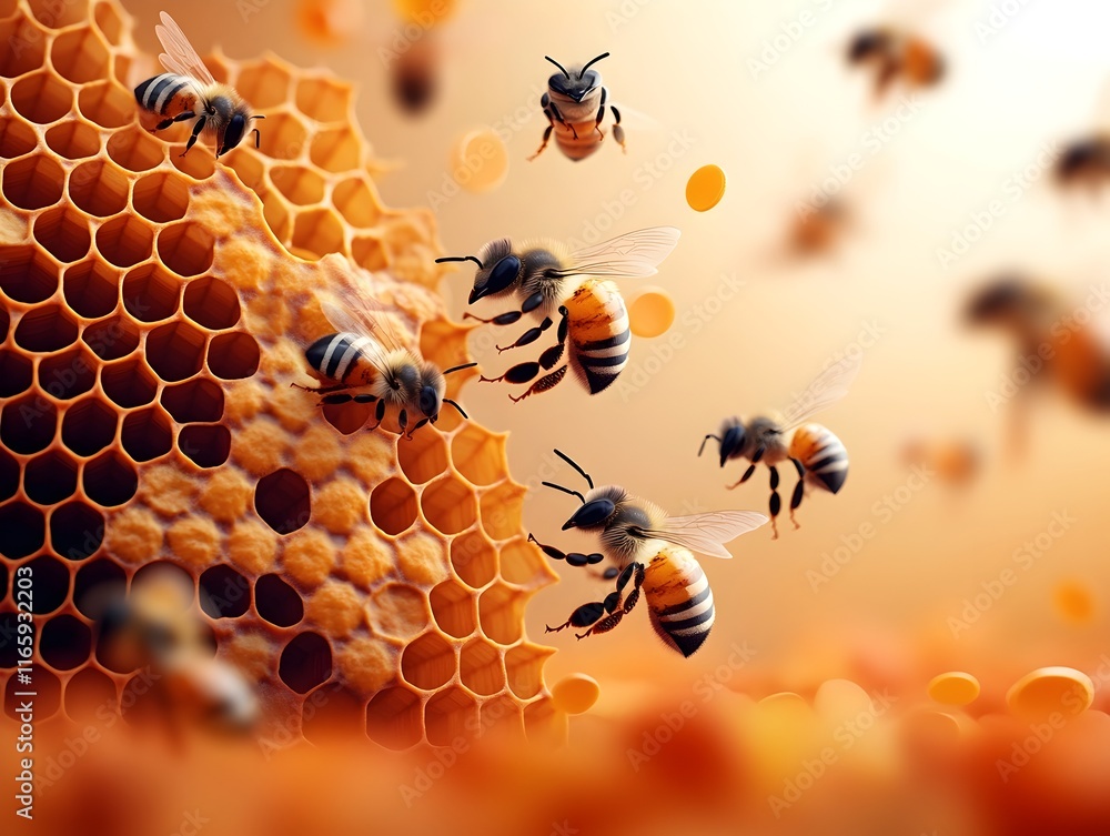Poster intricate geometric patterns of honeybee hive communicate through pheromones and synchronized motion