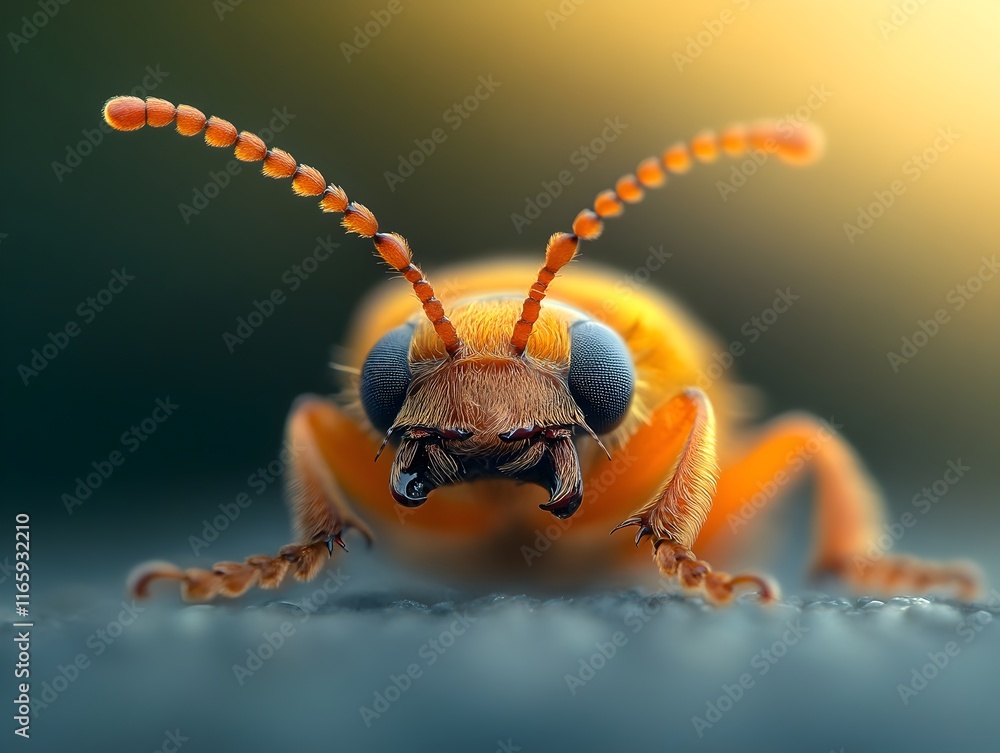Poster distressed beetle antennae macro capture of alarm pheromones and fragile nature in 19th century scie