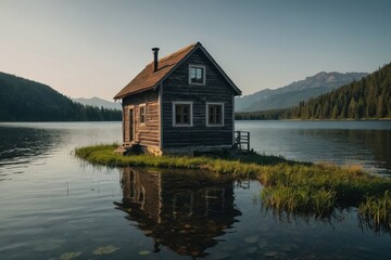 Fototapeta premium Small house by the lake