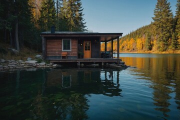 Fototapeta premium Small house by the lake