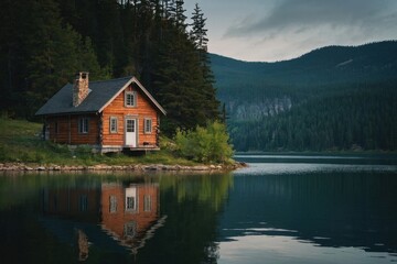 Fototapeta premium Small house by the lake