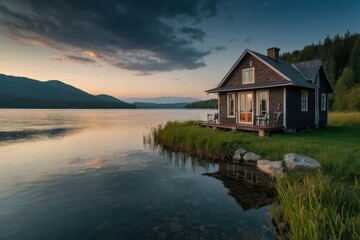 Fototapeta premium Small house by the lake