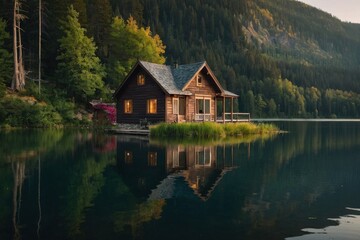 Fototapeta premium Small house by the lake