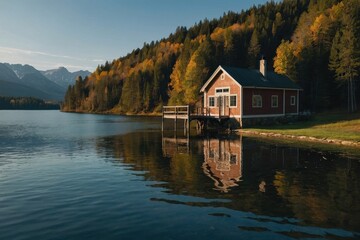 Fototapeta premium Small house by the lake