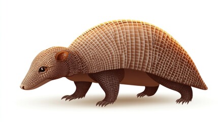 Obraz premium Detailed illustration of a nine-banded armadillo on white background.