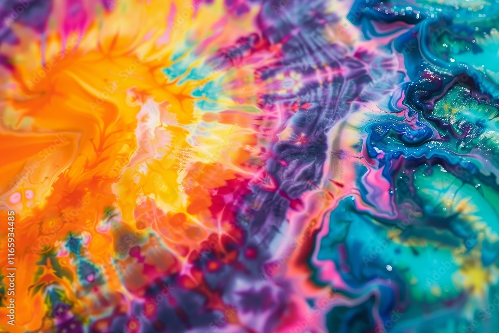 Aufkleber an explosion of colors and intricate patterns captivates the viewer with swirling designs of orange,
