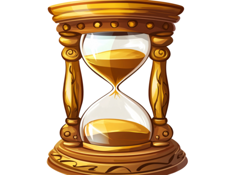 Isolated Cartoon Style Hourglass with Golden Frame
