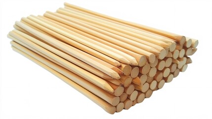 A close-up view of a neatly stacked group of wooden craft sticks, showcasing their smooth texture and natural wood finish.