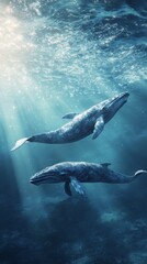 Fototapeta premium beautiful swimming in the sea, aerial view with copy space vertically 9:16