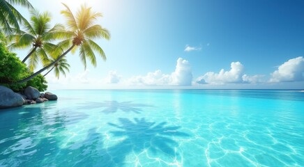 Obraz premium Large pool with a palm tree in the middle