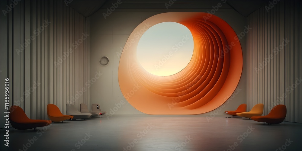 Aufkleber immersive futuristic audiovisual control room featuring abstract soundwave visualizations pulsing sp