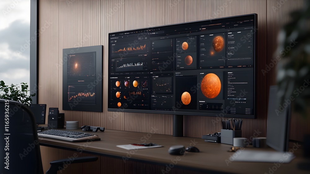 Poster cosmic observatory control deck with dynamic celestial projections deep space sensor networks gravit
