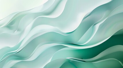 Obraz premium Green gradient waves creating a soothing and elegant abstract background, ideal for websites, presentations or wallpaper
