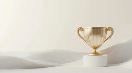 First-place gold trophy cup isolated on white background, 3D render. Celebratory design for awards, achievements, and recognition. Luxurious and professional visuals for branding.