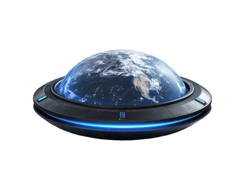 Isolated Futuristic Earth Globe in Dome