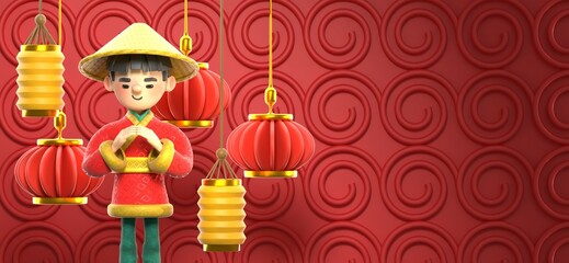 Chinese new year background. 3d illustration