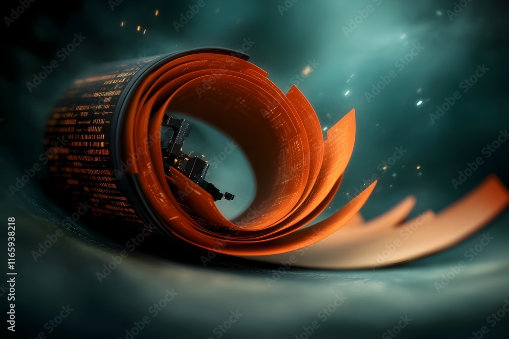 Poster captivating digital environment showcasing pulsing data currents shimmering data fields and dynamic 