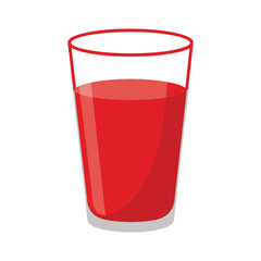 Glass with Red Juice Vector Illustration - Cartoon, Clipart, Line Art Design.eps