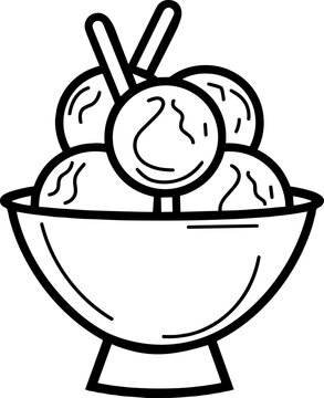 recommend clip art: Bowl of ice cream scoops outline icon