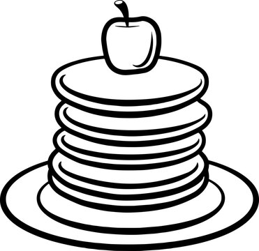 pancakes stack with apple on plate clip art preview