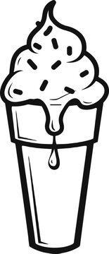 black and white ice cream cone clip art preview