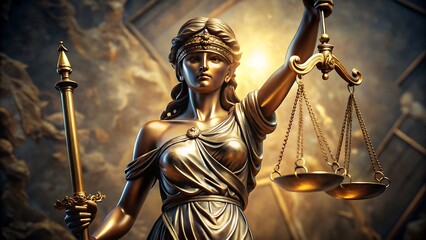 Obraz premium Lady Justice statue with neoclassical