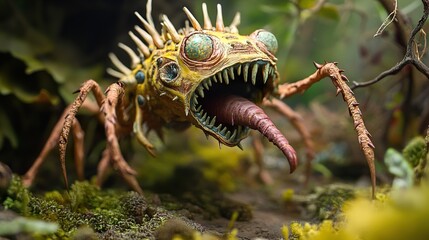 Fototapeta premium Horrific Fantasy Creature in Dark Forest