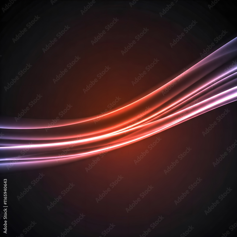 Poster abstract red wave with dynamic flowing lines and light