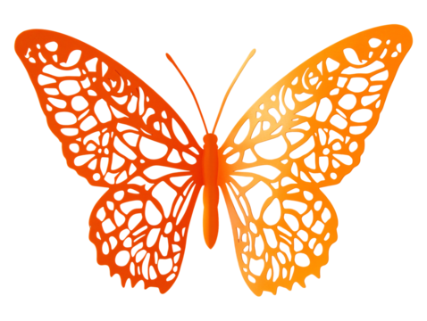 Isolated Openwork Orange Butterfly on White Background