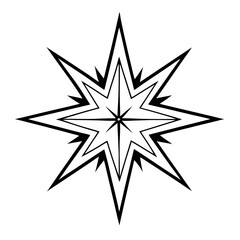 Obraz premium Stylized star icon illustration with sharp points in black and white on a plain background
