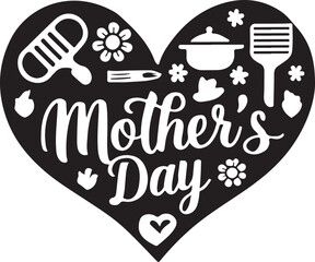 Happy Mother's Day icon silhouette vector with white background
