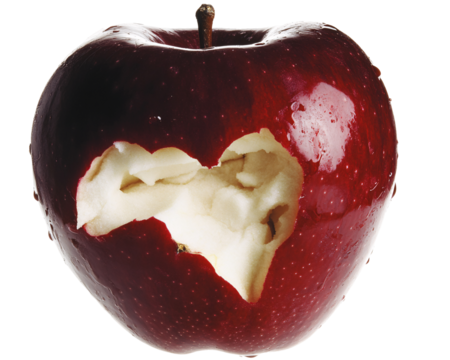 Isolated Red Apple with Bite Heart