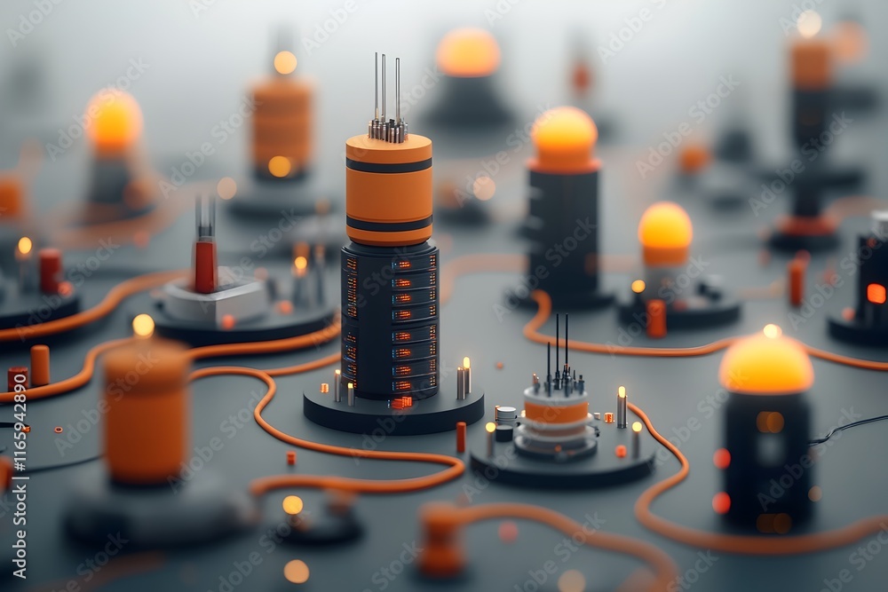 Poster expansive digital expanse with towering data towers luminous data nodes and undulating information t