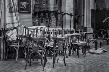 old wooden chair in the street