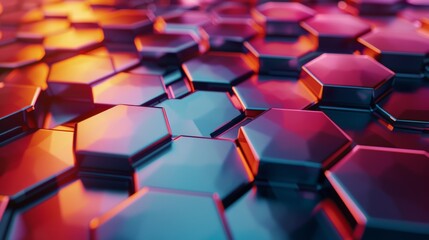 Obraz premium Hexagonal shapes creating a futuristic and technological background with a gradient color scheme