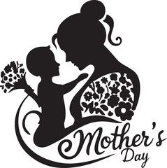Happy Mother's Day icon silhouette vector with white background