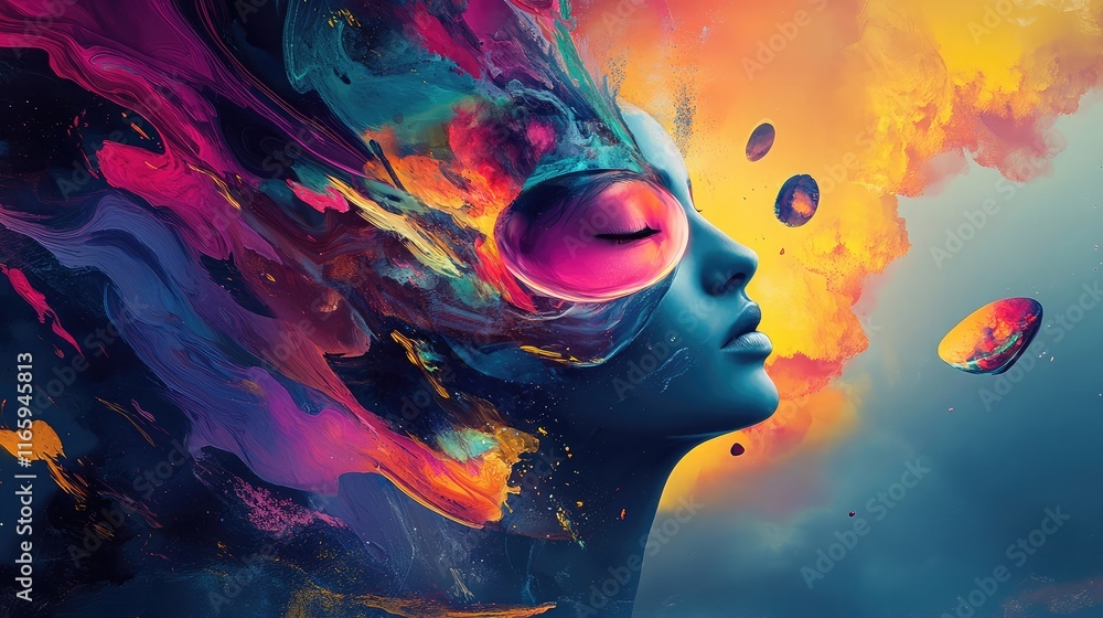 Poster graphic designer working on digital artwork using high-end software to create visually stunning visu