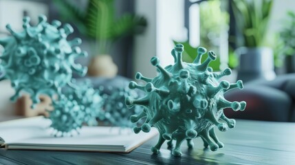 Exploring medical research and study concepts of the covid 19 pandemic in a notebook on a desk