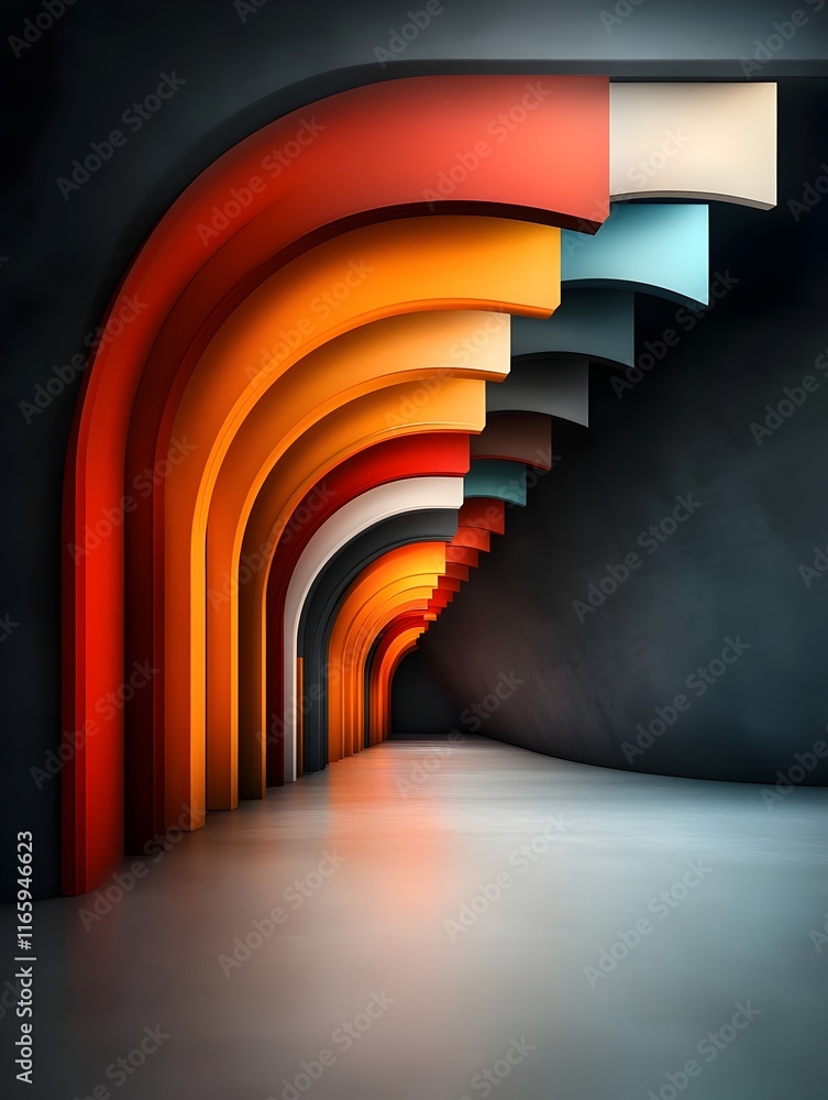 Poster cutting edge digital sanctuary featuring abstract geometric digital architectures and adaptive inter