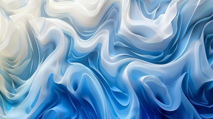Obraz premium Smooth elegant blue and white gradient abstract wallpaper with a wavy pattern creates a luxurious and modern design