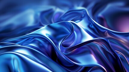 Obraz premium Smooth metallic blue and purple fabric flowing and creating elegant waves, perfect for a luxurious wallpaper